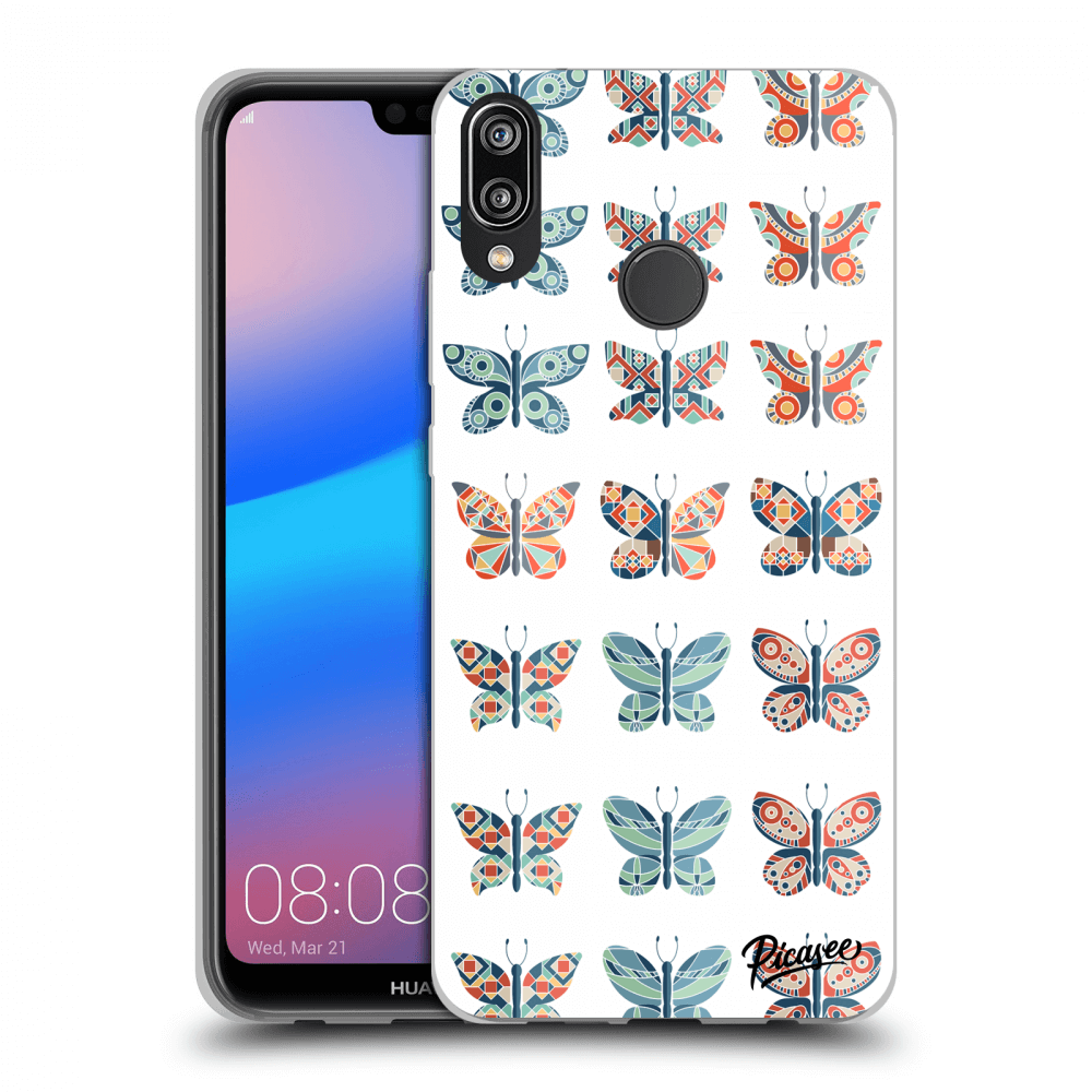 Picasee husă neagră din silicon pentru Huawei P20 Lite - Butterflies