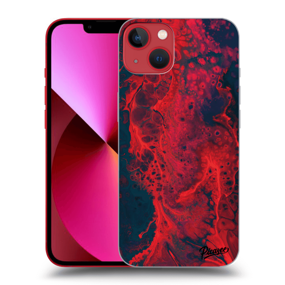 Picasee husă neagră din silicon pentru Apple iPhone 14 Plus - Organic red