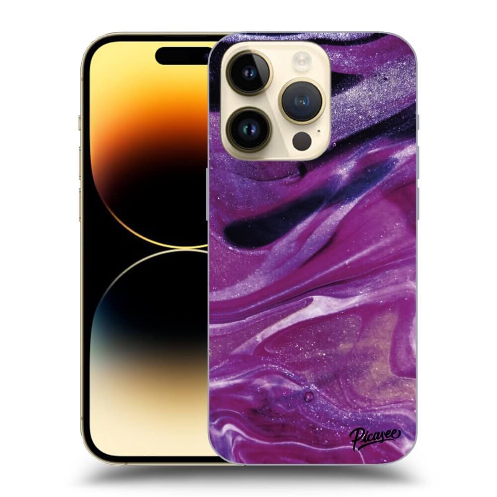 Picasee husă neagră din silicon pentru Apple iPhone 14 Pro - Purple glitter
