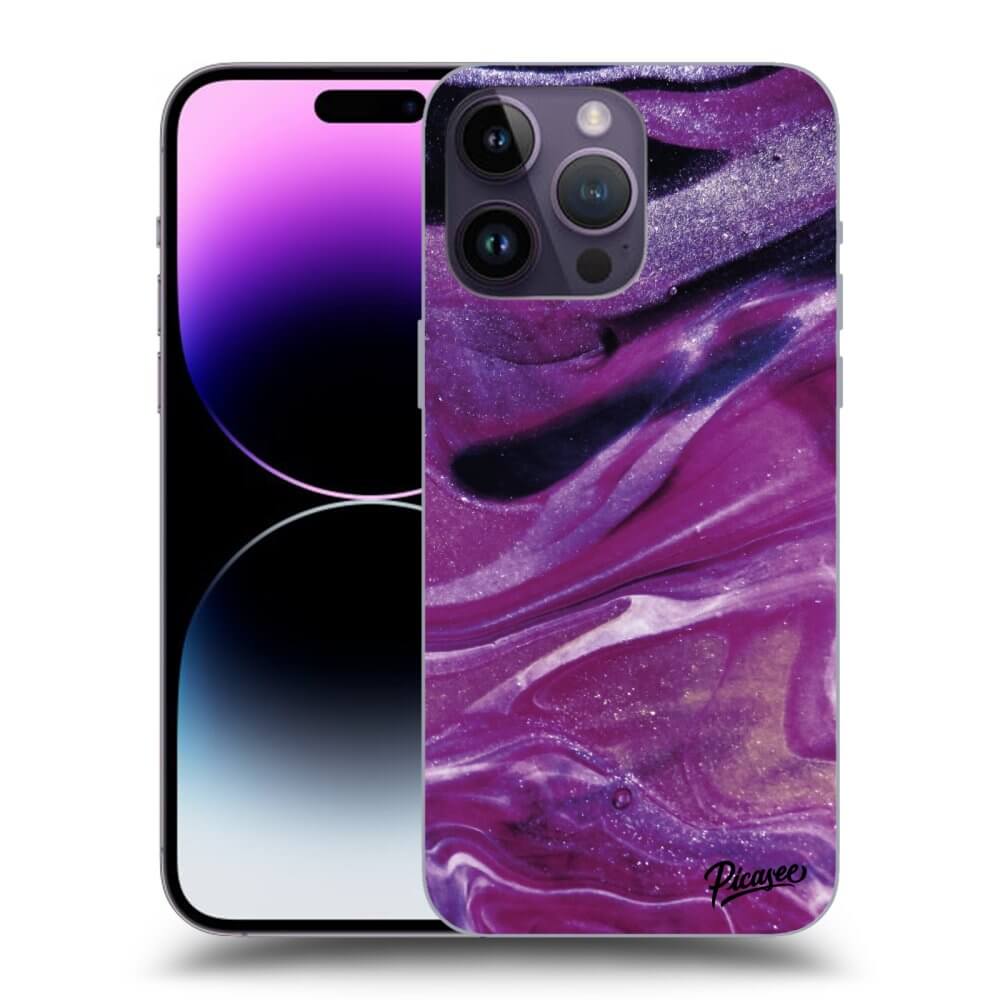 Picasee husă transparentă din silicon pentru Apple iPhone 14 Pro Max - Purple glitter