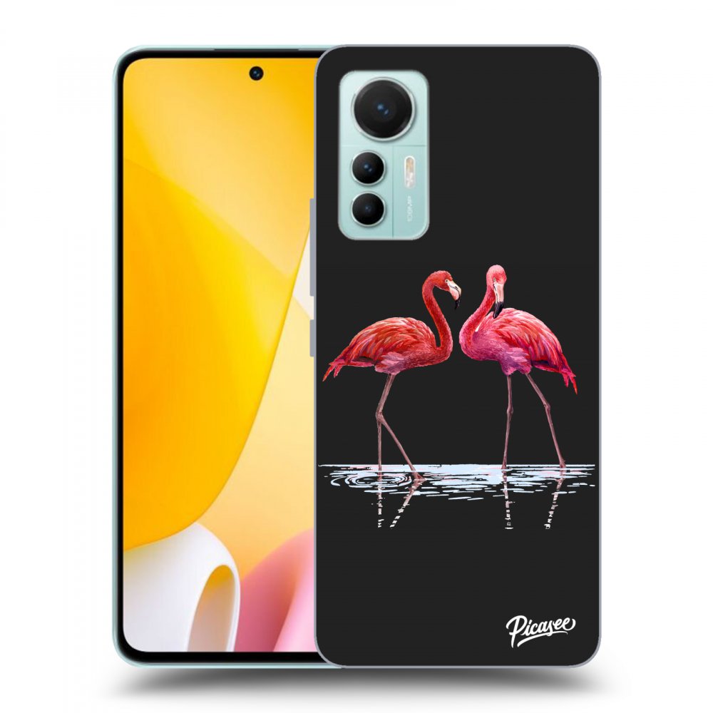Picasee husă neagră din silicon pentru Xiaomi 12 Lite - Flamingos couple