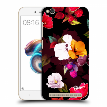 Picasee husă neagră din silicon pentru Xiaomi Redmi 5A - Flowers and Berries