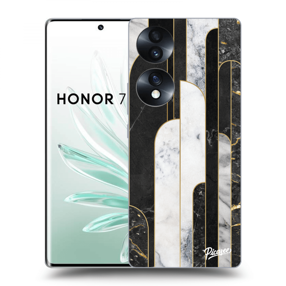 Picasee husă transparentă din silicon pentru Honor 70 - Black & White tile
