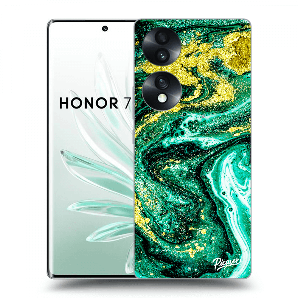 Picasee husă transparentă din silicon pentru Honor 70 - Green Gold