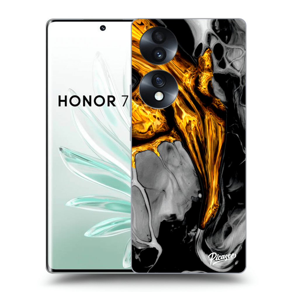Picasee husă transparentă din silicon pentru Honor 70 - Black Gold