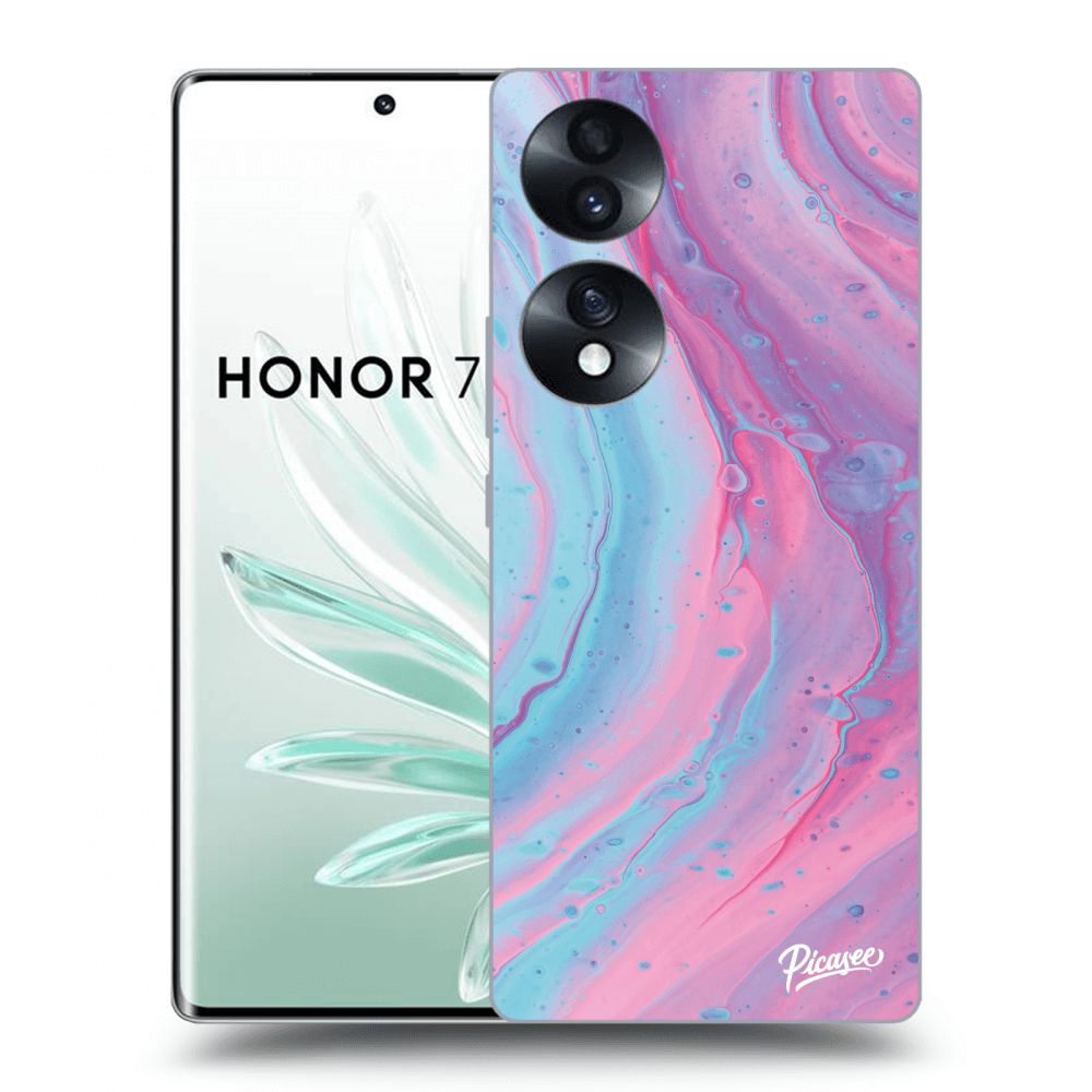 Picasee husă transparentă din silicon pentru Honor 70 - Pink liquid