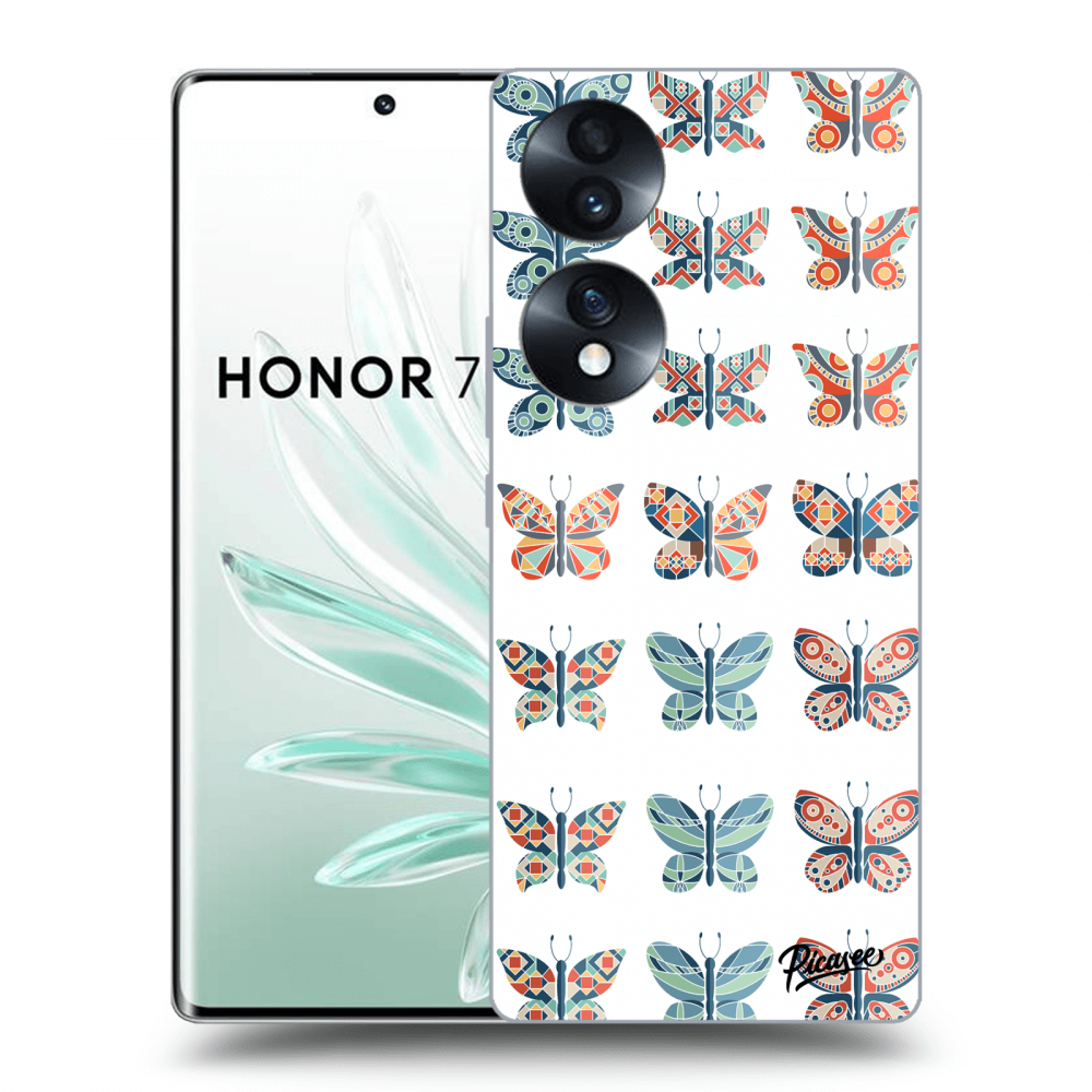Picasee husă neagră din silicon pentru Honor 70 - Butterflies
