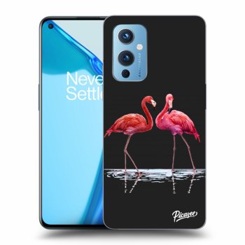 Picasee husă neagră din silicon pentru OnePlus 9 - Flamingos couple