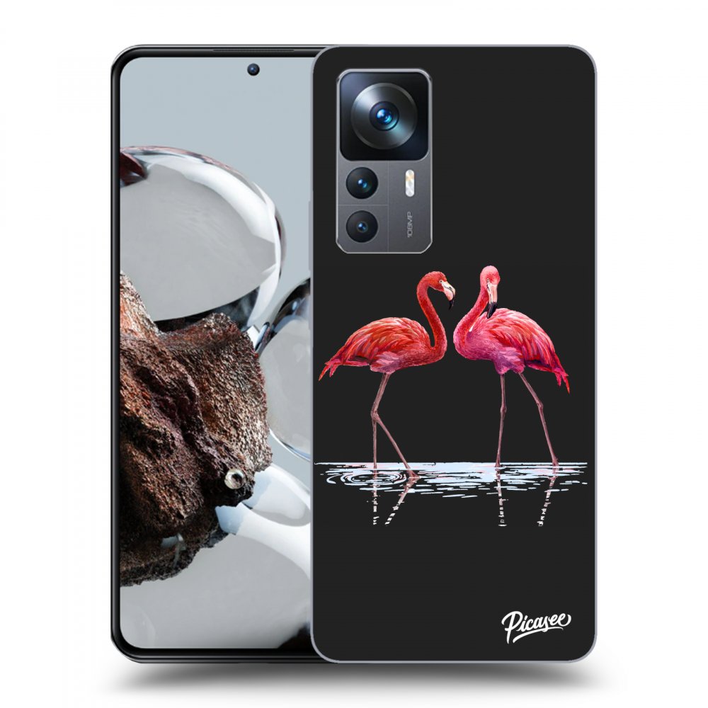 Picasee husă neagră din silicon pentru Xiaomi 12T - Flamingos couple