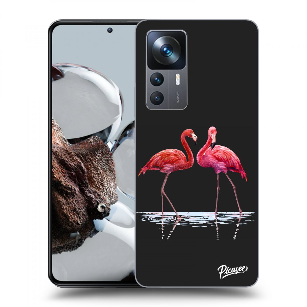 Picasee husă neagră din silicon pentru Xiaomi 12T Pro - Flamingos couple