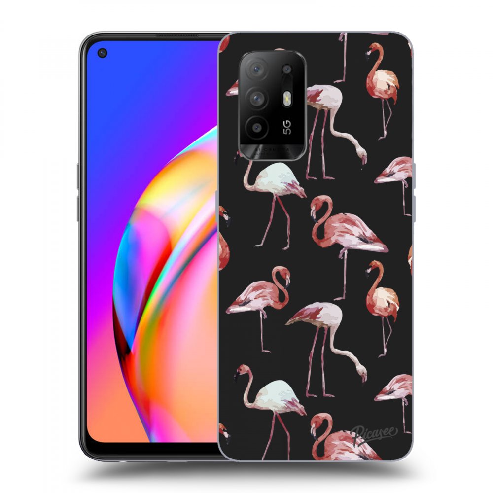 Picasee husă neagră din silicon pentru OPPO A94 5G - Flamingos