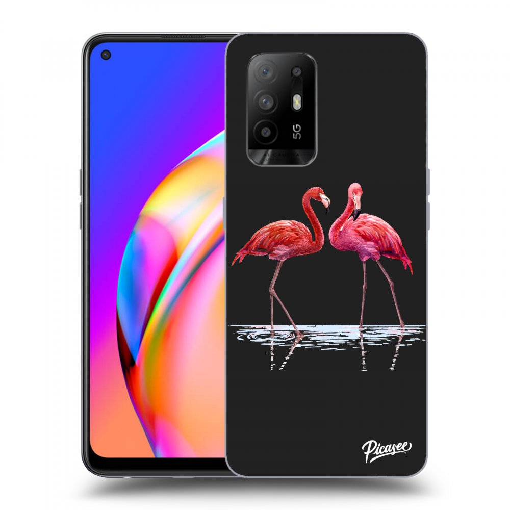 Husă Neagră Din Silicon Pentru OPPO A94 5G - Flamingos Couple