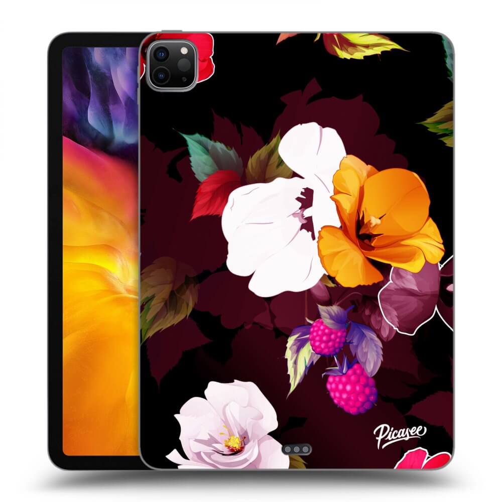 Picasee husă neagră din silicon pentru Apple iPad Pro 11" 2022 M2 (4.generace) - Flowers and Berries