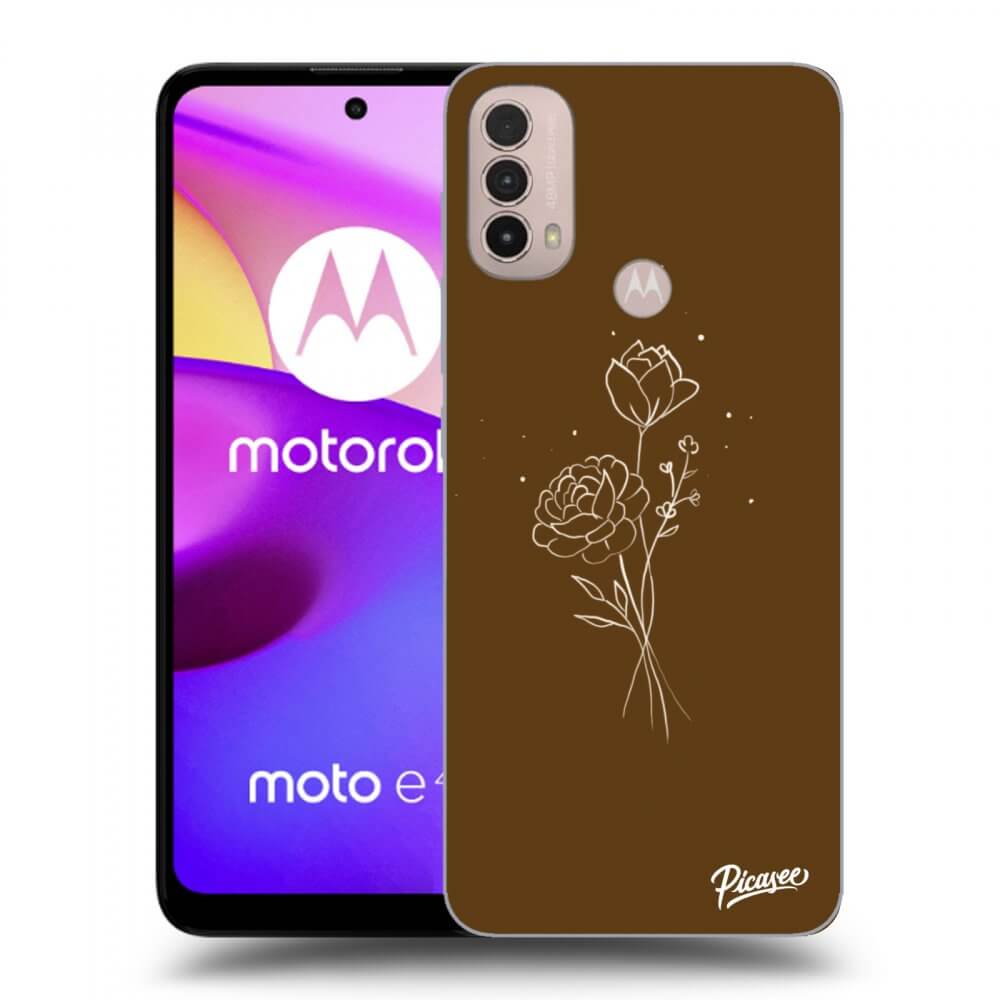 Picasee husă neagră din silicon pentru Motorola Moto E40 - Brown flowers