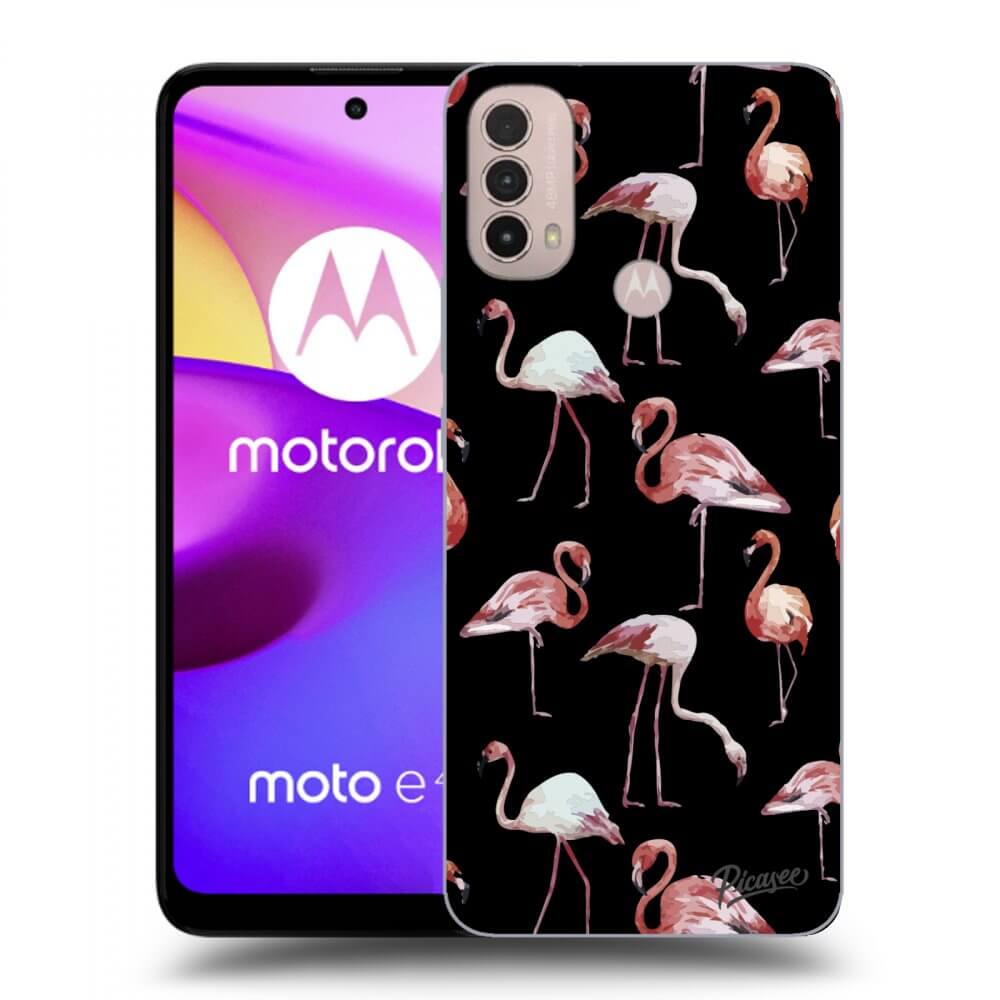 Picasee husă neagră din silicon pentru Motorola Moto E40 - Flamingos