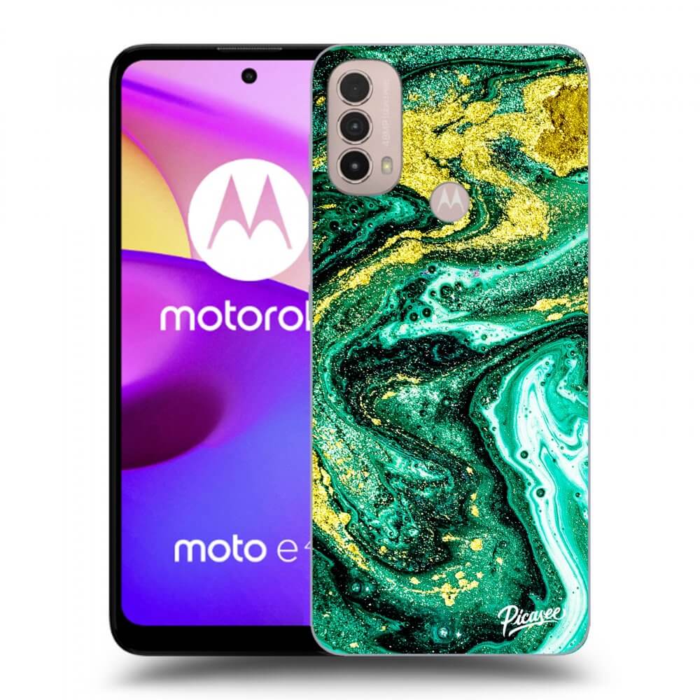 Picasee husă neagră din silicon pentru Motorola Moto E40 - Green Gold
