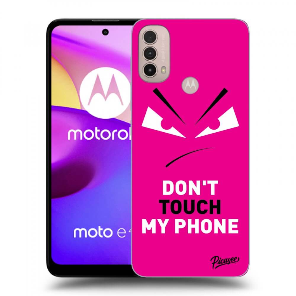 Picasee husă neagră din silicon pentru Motorola Moto E40 - Evil Eye - Pink