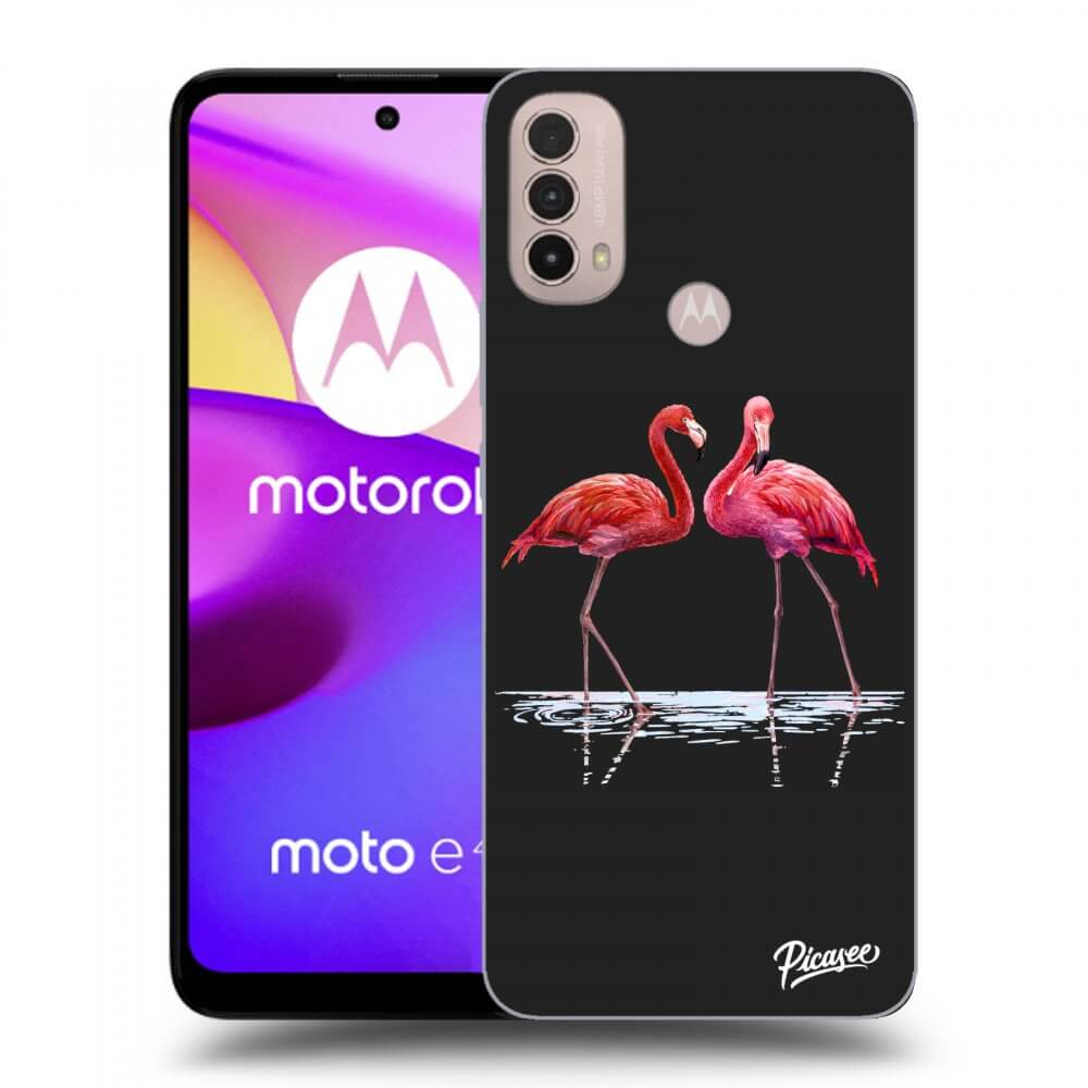 Picasee husă neagră din silicon pentru Motorola Moto E40 - Flamingos couple