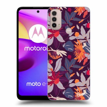Picasee husă neagră din silicon pentru Motorola Moto E40 - Purple Leaf