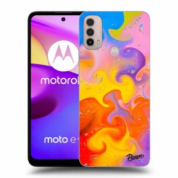 Picasee husă neagră din silicon pentru Motorola Moto E40 - Bubbles