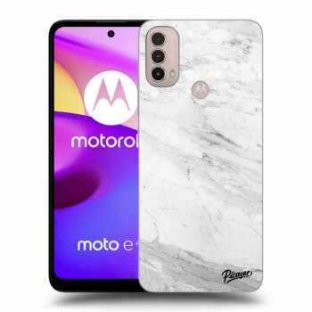 Picasee husă neagră din silicon pentru Motorola Moto E40 - White marble