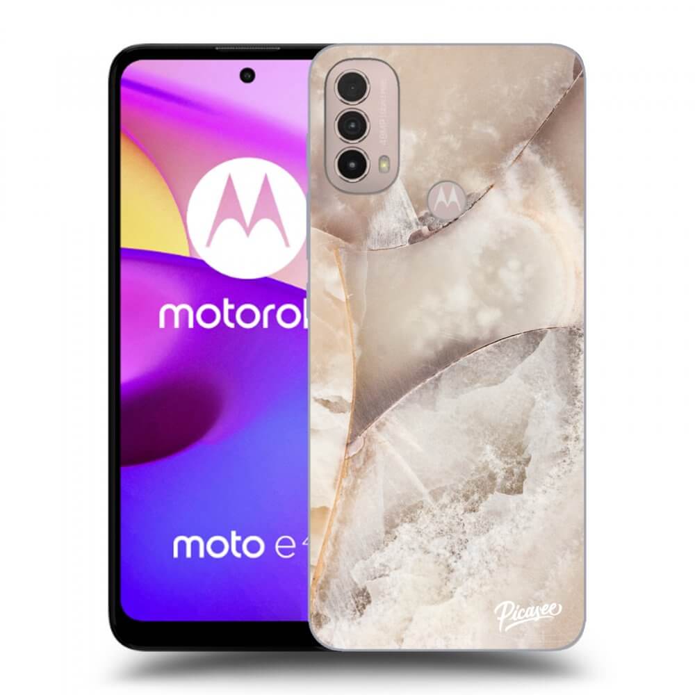 Picasee husă neagră din silicon pentru Motorola Moto E40 - Cream marble