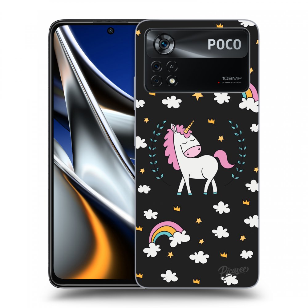 Picasee husă neagră din silicon pentru Xiaomi Poco M4 Pro - Unicorn star heaven