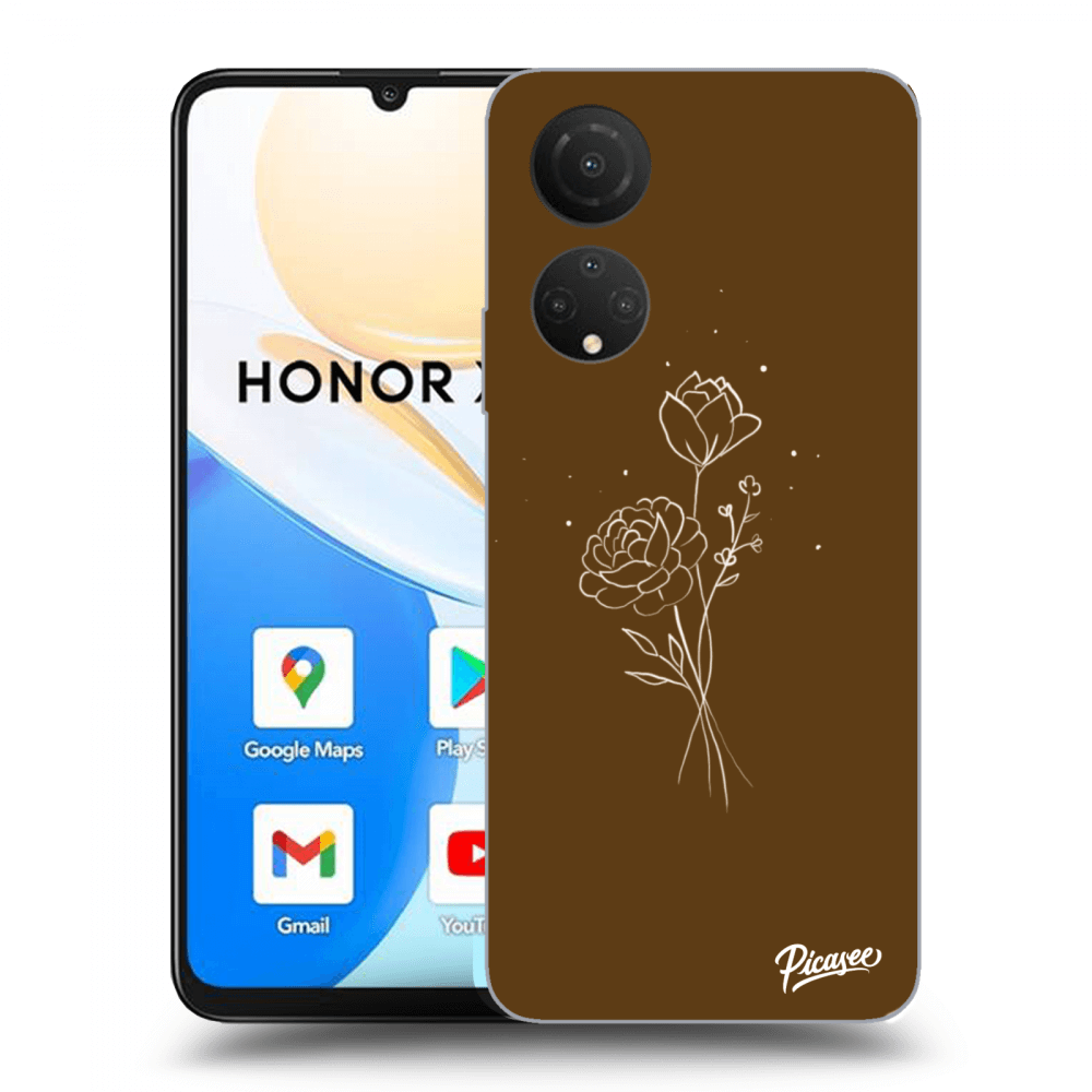 Picasee husă neagră din silicon pentru Honor X7 - Brown flowers
