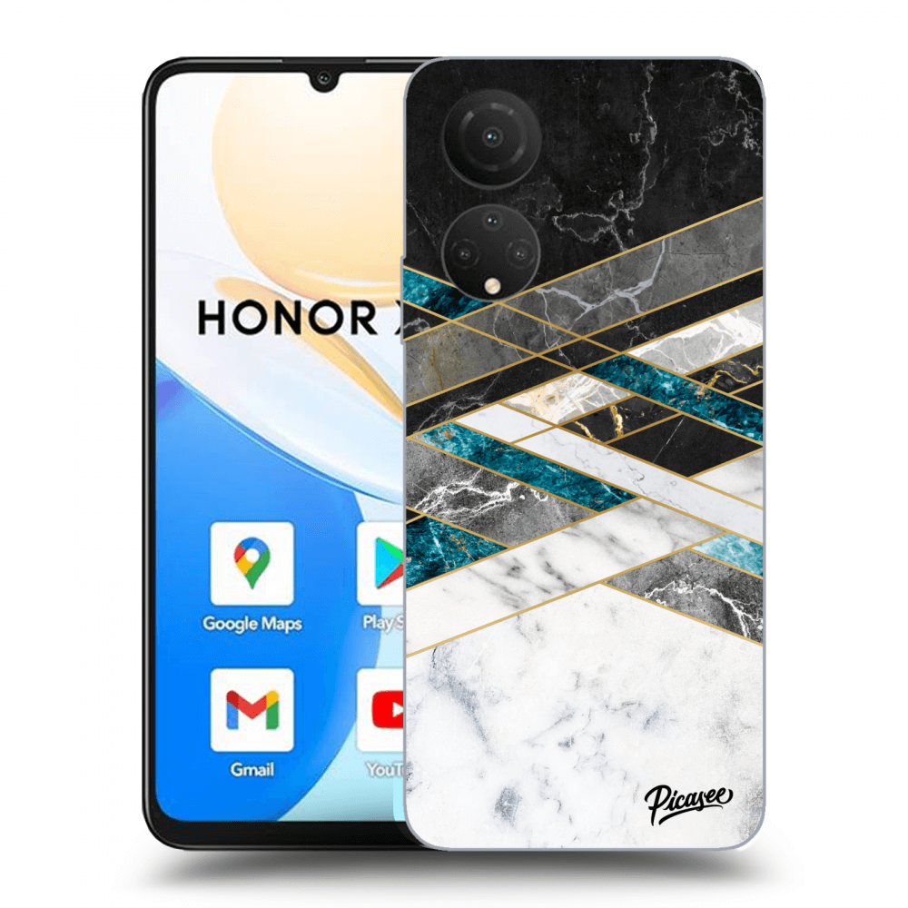 Picasee husă transparentă din silicon pentru Honor X7 - Black & White geometry