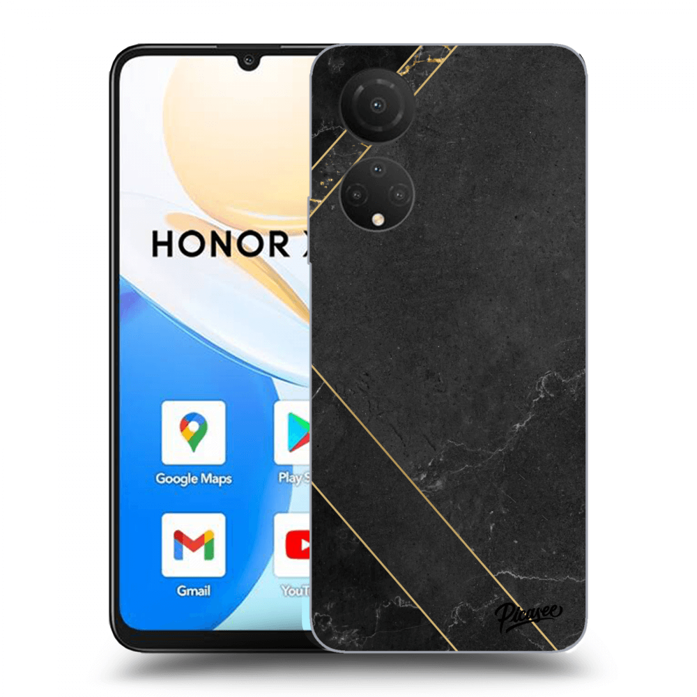 Picasee husă neagră din silicon pentru Honor X7 - Black tile