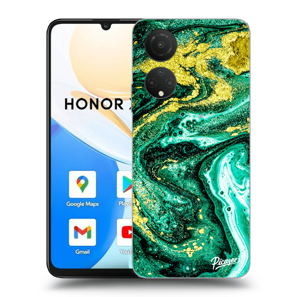 Picasee husă transparentă din silicon pentru Honor X7 - Green Gold