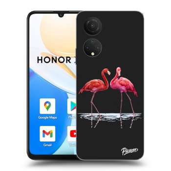 Picasee husă neagră din silicon pentru Honor X7 - Flamingos couple