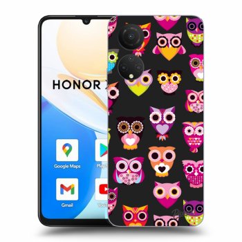 Picasee husă neagră din silicon pentru Honor X7 - Owls