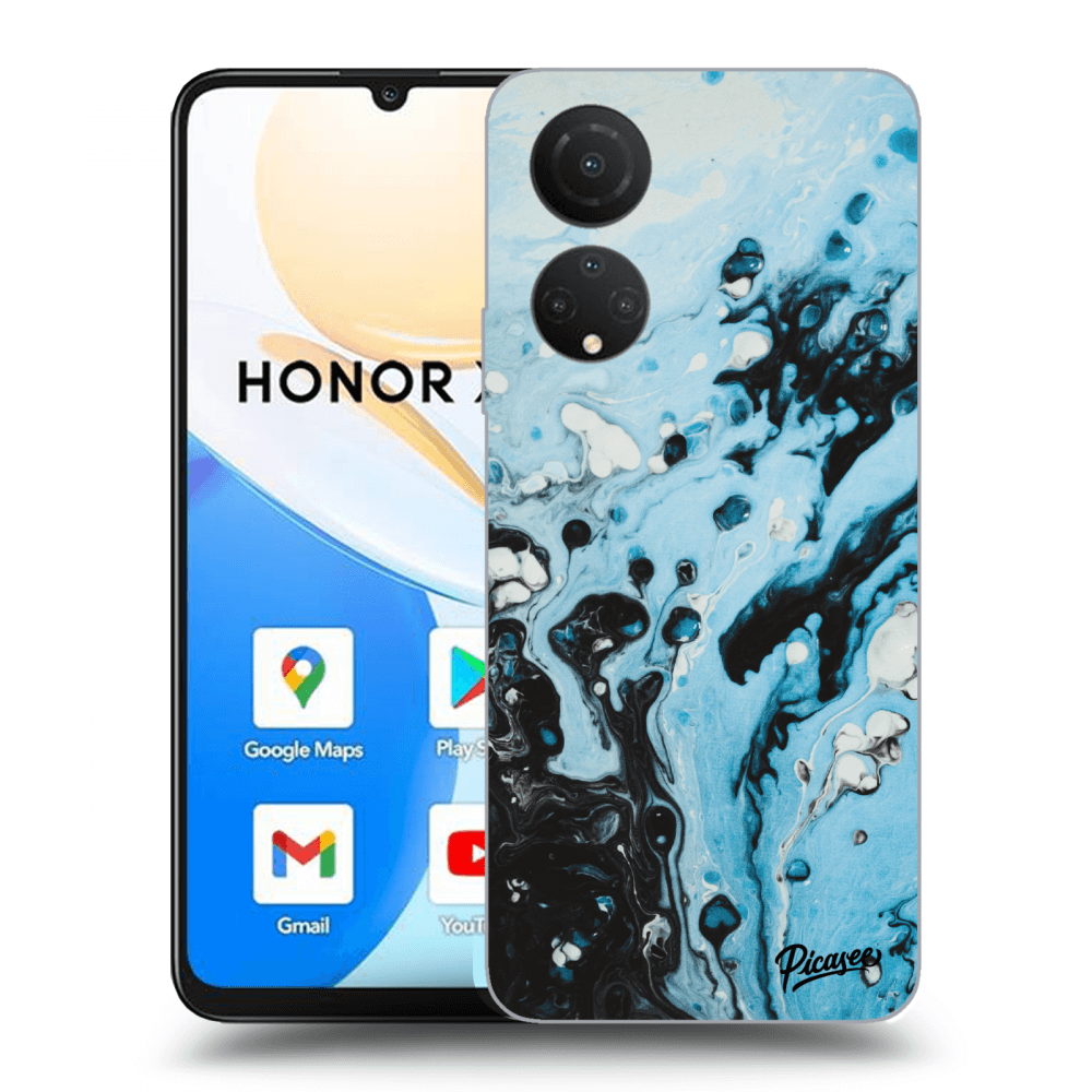 Picasee husă neagră din silicon pentru Honor X7 - Organic blue