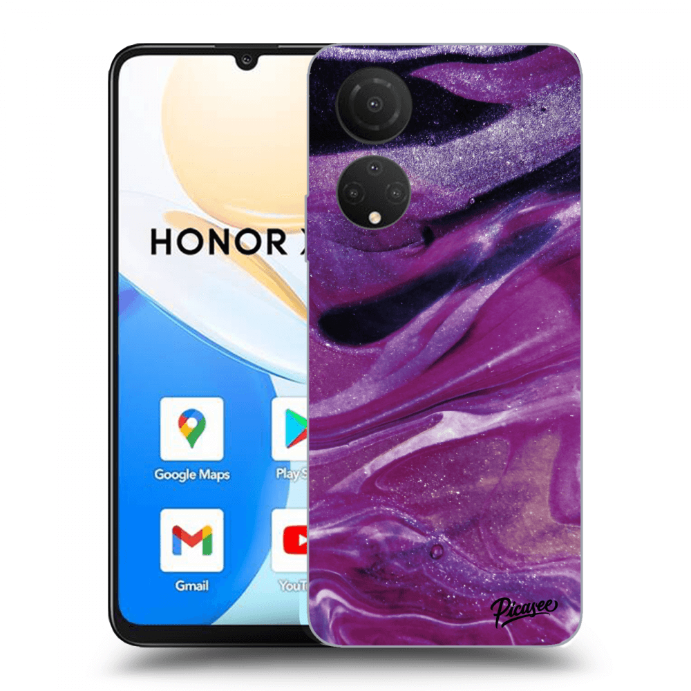 Picasee husă transparentă din silicon pentru Honor X7 - Purple glitter