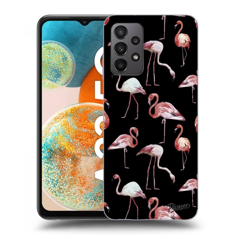 Picasee husă neagră din silicon pentru Samsung Galaxy A23 A235F 4G - Flamingos
