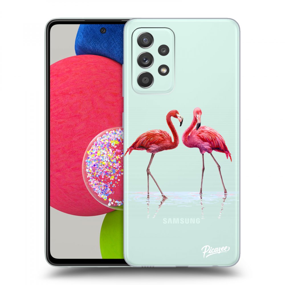 Picasee husă transparentă din silicon pentru Samsung Galaxy A73 5G - Flamingos couple