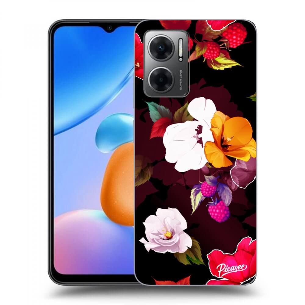 Picasee husă neagră din silicon pentru Xiaomi Redmi 10 5G - Flowers and Berries