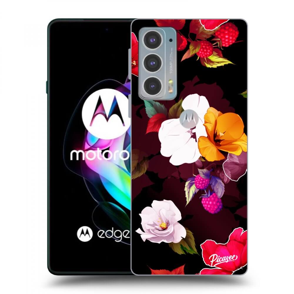 Picasee husă neagră din silicon pentru Motorola Edge 20 - Flowers and Berries