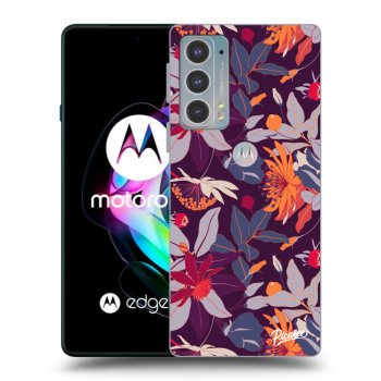 Picasee husă neagră din silicon pentru Motorola Edge 20 - Purple Leaf
