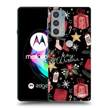 Picasee husă neagră din silicon pentru Motorola Edge 20 - Christmas