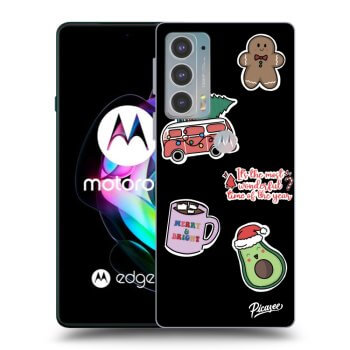 Picasee husă neagră din silicon pentru Motorola Edge 20 - Christmas Stickers