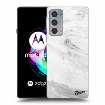 Picasee husă neagră din silicon pentru Motorola Edge 20 - White marble