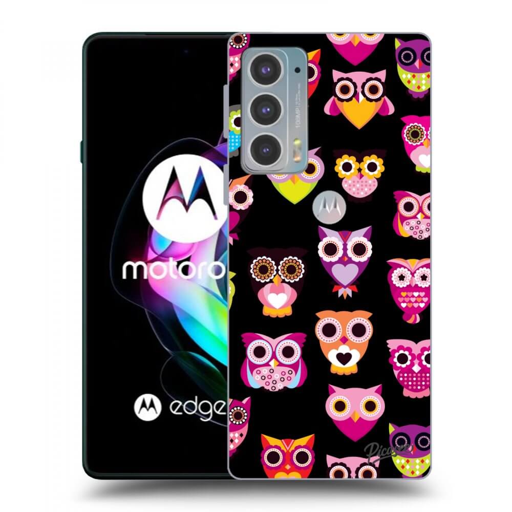 Picasee husă neagră din silicon pentru Motorola Edge 20 - Owls