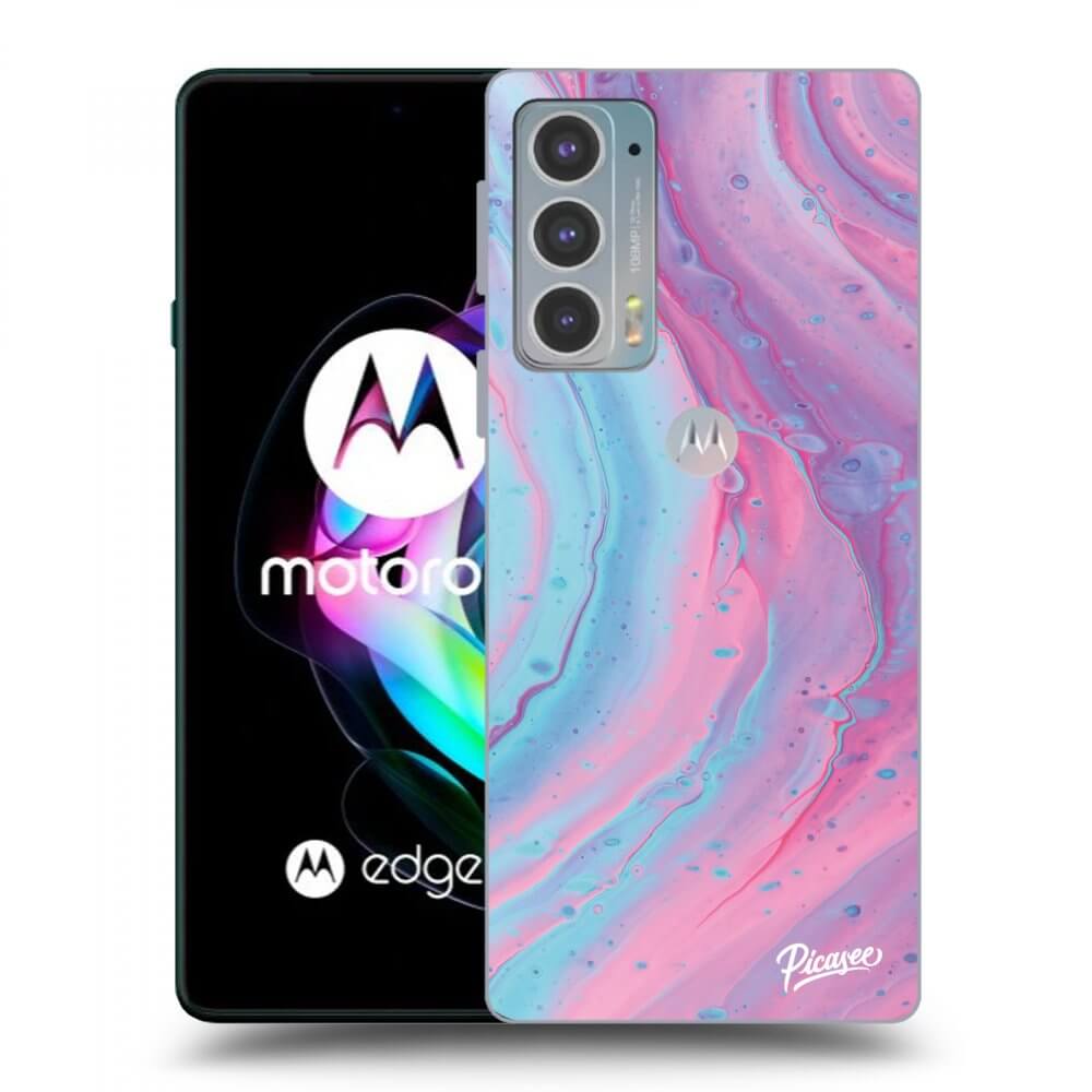 Picasee husă transparentă din silicon pentru Motorola Edge 20 - Pink liquid