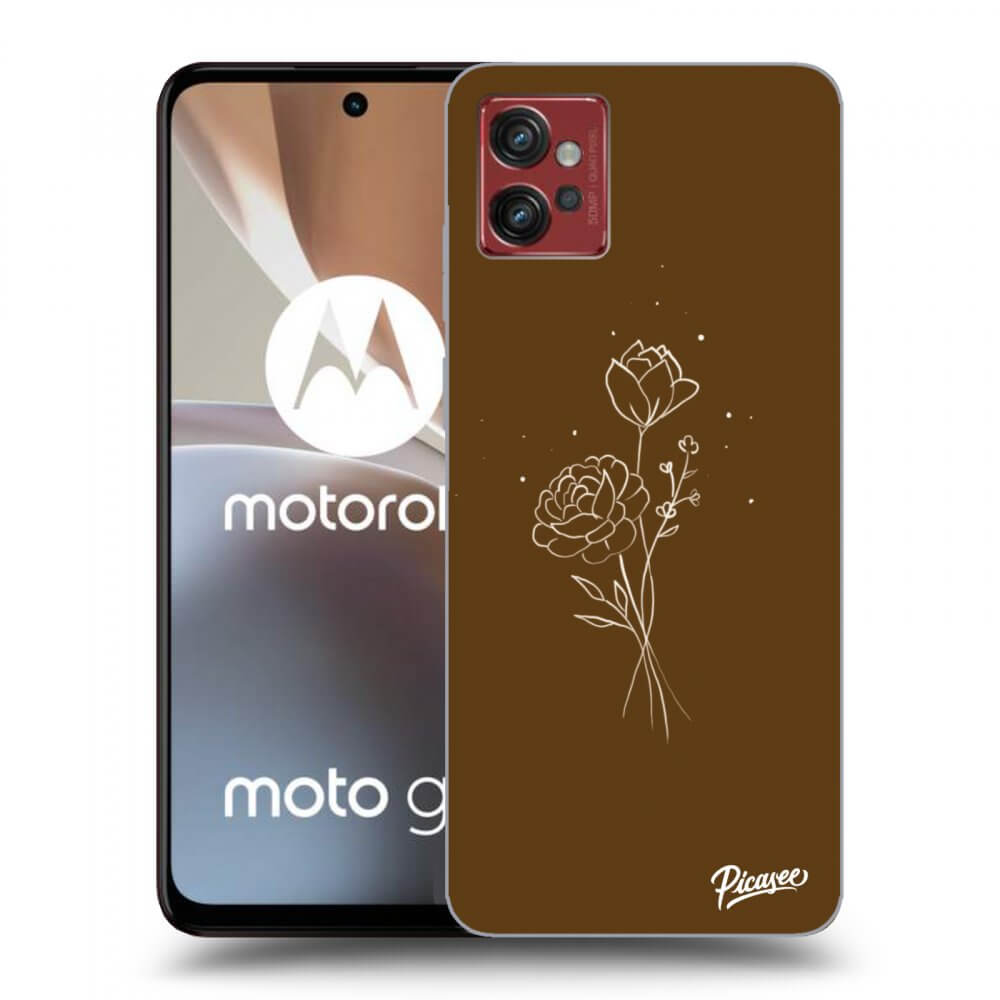 Picasee husă neagră din silicon pentru Motorola Moto G32 - Brown flowers
