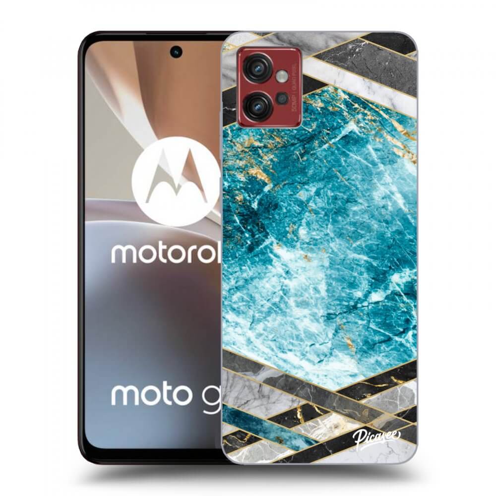 Picasee husă transparentă din silicon pentru Motorola Moto G32 - Blue geometry