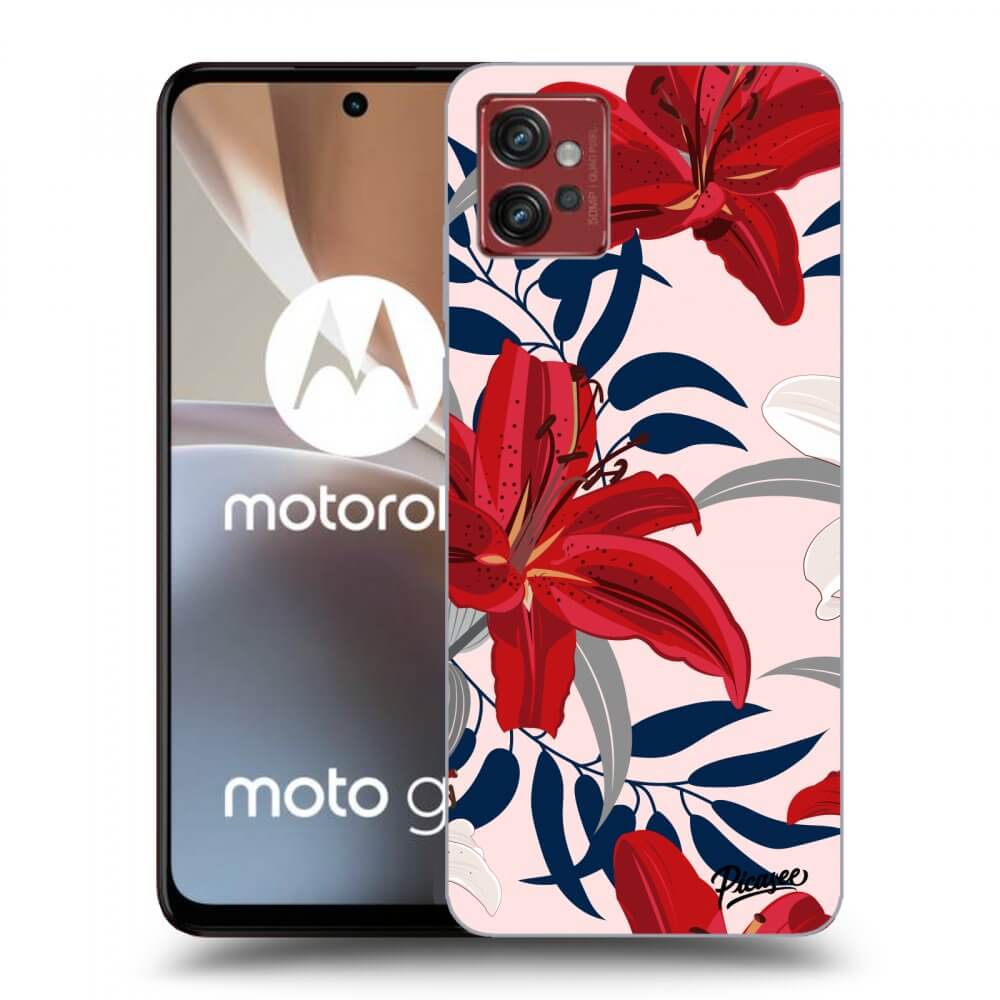Picasee husă neagră din silicon pentru Motorola Moto G32 - Red Lily