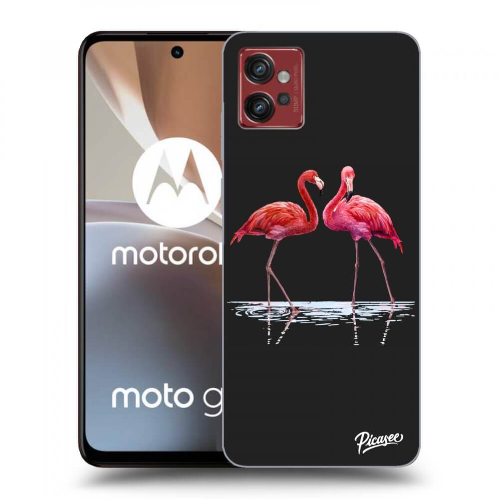 Picasee husă neagră din silicon pentru Motorola Moto G32 - Flamingos couple