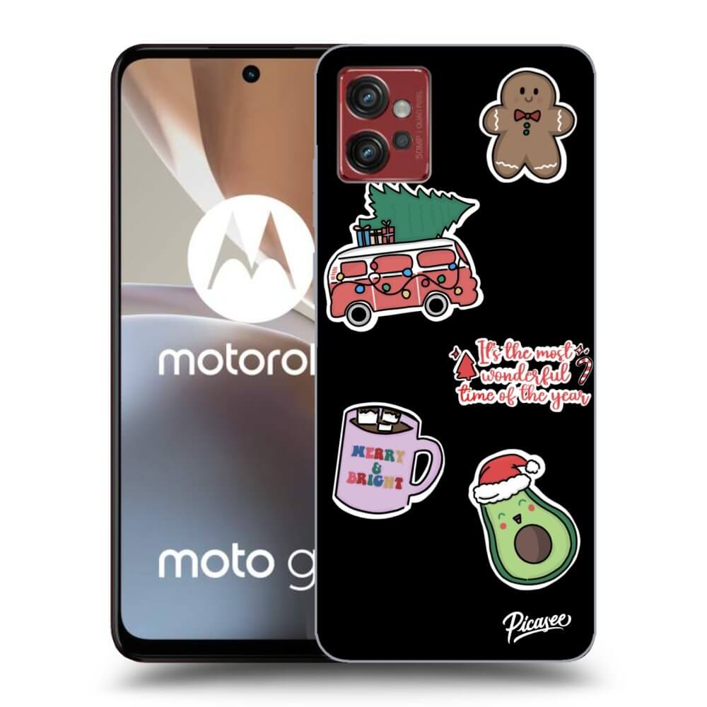 Picasee husă neagră din silicon pentru Motorola Moto G32 - Christmas Stickers